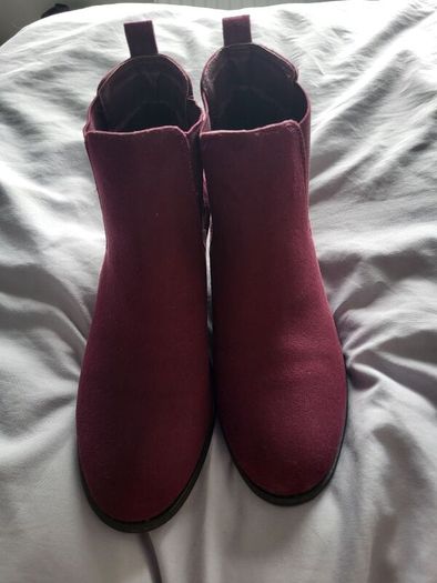 Maroon suede ankle boots