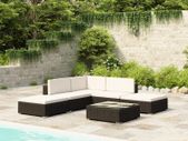 6 Piece Garden Lounge Set with Cushions Poly Rattan Black