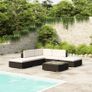 6 Piece Garden Lounge Set with Cushions Poly Rattan Black Image 5