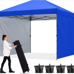 3x 3m Gazebo Outdoor Easy Pop Up Canopy Tent with 2 Side Walls,