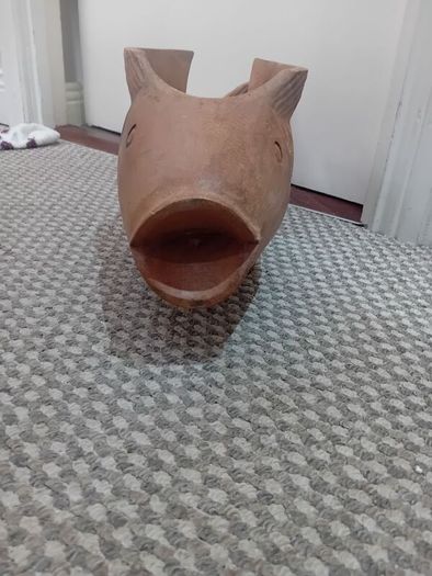 Large Koi Carp  Vintage Planter Wooden Handcarved