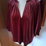 New Next Burgandy Red Velvet Volume Sleeve V Necked Blouse New (14) Image 2