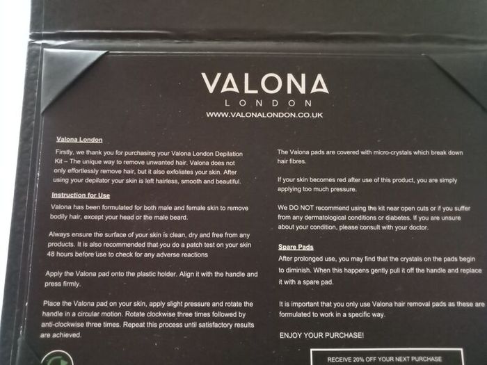 Valona London Natural Hair Removal Depilation Kit