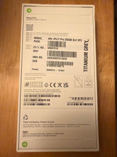 Brand New unopened Apple iphone 17 PRO 256GB