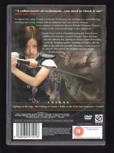 Azumi. DVD Movie. Staring Aya Ueto, Shun Oguri and Hiroki Narimiya