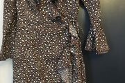 Ladies new leopard wrap dress