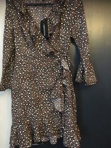 Ladies new leopard wrap dress