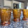 Vintage Sowerby Amber Glass Tumblers Glasses Image 6