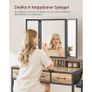 Dressing Table with Padded Stool, Dressing Table with Triple Mirror, 3 Drawers, Hair Dryer Holder, Cosmetic Table, Modern Style, Greige-Black Image 7