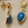 Gold Plated Sterling Silver Turquoise Drop Earrings Image 3