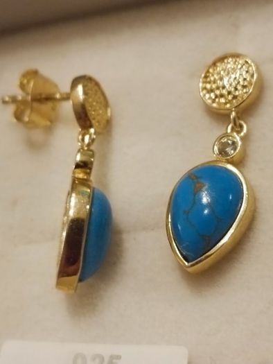 Gold Plated Sterling Silver Turquoise Drop Earrings