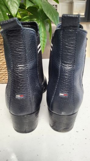 TOMMY HILFIGER Navy pointed ankle boots Sz 40 (Fit 7UK) - Rrp 180 (New)