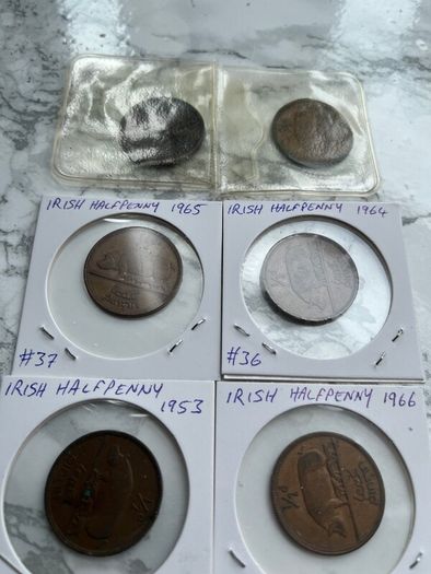 Irish Halfpennies x 6. Two for 1 euro or 2.50 the lot