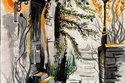 gouache painting - Abandoned House (A4)