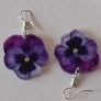Purple Angel Floral Pansy Earrings Image 2