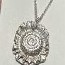 Handmade solid fine silver flower pendant on an 18 inch necklace Image 2