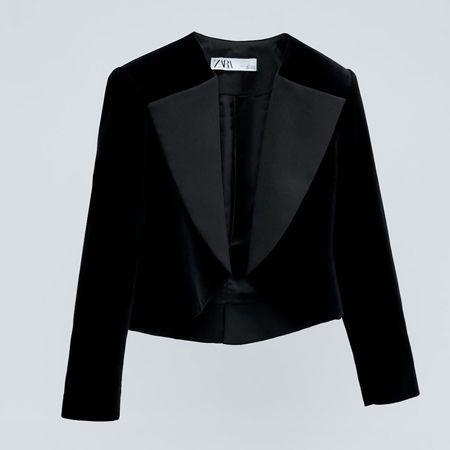 Zara Velvet Jacket With Contrast Lapels