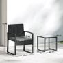 Rattan Bistro Set, 3-piece Garden Furniture Set with 2 Garden Chairs, Coffee Table, Removable Cushions Dark Gray Image 3