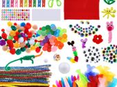 Assorted Art and Craft for Kids Include Chenille Stems, Pom Poms, Wiggle Eyes, Feather and Felt, Foam Balls for Kids DIY Art Supplies