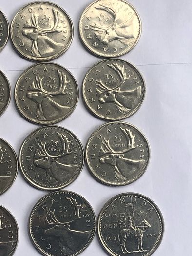 Canada 25 Cents 1968 - 1995  x 24 different coins