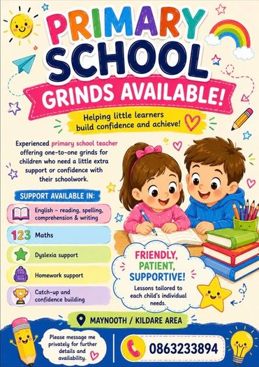 Primary school grinds - Maynooth and Kildare area