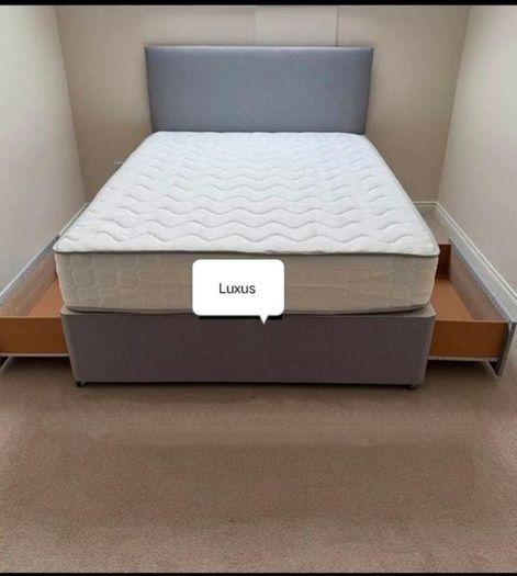 New Stylish SINGLE ,Double, King And Superking Sizes Divan Beds Instock. Tufted Memory Foam Mattresses And Optional Drawers Available
