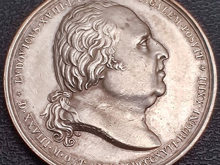 1817 France Louis XVIII Silver Medal XF Equestrian Statue Restoration Henrico Magno