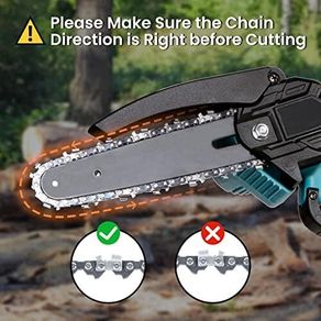 Mini Chainsaw Cordless 6 Inch with 2 Batteries and 2 Chains, Small Battery Chain Saw Electric with Safety Lock and Brushless Motor for Trimming Branches