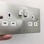 Satin Chrome Twin Switched Sockets Double Sockets Image 2