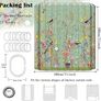 Shower Curtain Green Mould Proof Resistant Waterproof Bird Floral Bathroom Curtains with 12 hooks Quick-Drying Weighted 180x180cm (71x71Inch) Polyester Shower Curtains for Bathroom Wet Room Tub Image 6