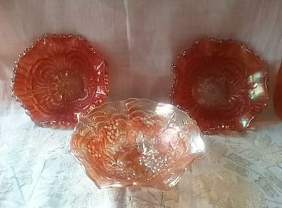 Three Pieces  Carnival Glass Dishes
