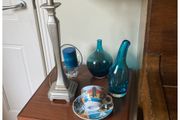 W J Sampson Pillar Lamp with silk shade , IKEA Salong Vase designed by Johanna Jelinek or another Free Item