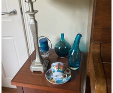 W J Sampson Pillar Lamp with silk shade , IKEA Salong Vase designed by Johanna Jelinek or another Free Item