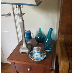 W J Sampson Pillar Lamp with silk shade , IKEA Salong Vase designed by Johanna Jelinek or another Free Item