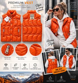 Premium Orange Puffer Gilet Unisex