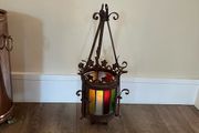 Antique Stained Glass Hall Lantern