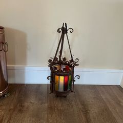 Antique Stained Glass Hall Lantern