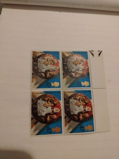 Block of UK 1974 Royal Mail Christmas Stamp 4.5p