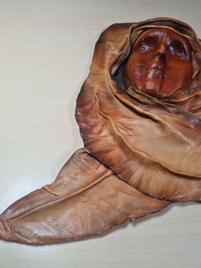 Leather face mask wall art handmade wall hanging