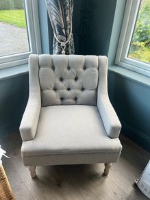 grey armchair