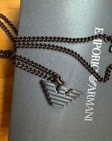Emporio Armani Mens Necklace Stainless Steel Black Necklace