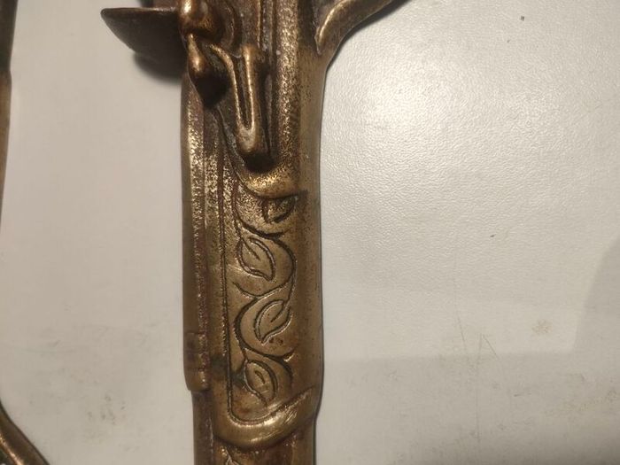 A pair of Early 20th Century 13" Brass Flintlock pistols