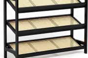 3 Tier Bamboo and Rattan Shoe Organiser Rack  Eco Friendly, Durable, Easy Assembly Compact Design for Entryway, Closet, or Hallway  Stylish and Functional Storage Black and Natural