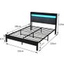 5ft Upholstered Wooden Two-shelf Storage Headboard, Charging Station,LED Lights Image 3