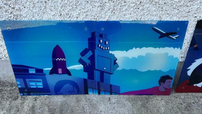 3 panels of a mural of Dublin from McDonalds Grafton Street