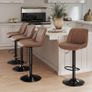 Bar Stools Set of 4, Swivel Counter Height Barstools with Back, Adjustable PU Leather Bar Chairs, Modern Armless Kitchen Island Stool, Brown Image 2