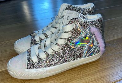 Next BNWT Unicorn Glitter Hi top Shoe size 4/37