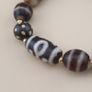 Vintage Himalayan Tibetan Dzi Agate Beads 2-Eyes Bracelet with Dotted Quartz Image 4