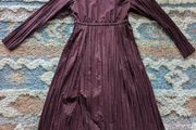COS burgundy long sleeve pleated dress