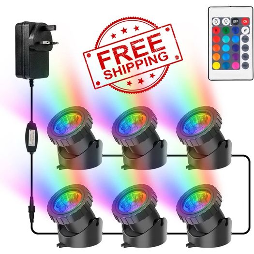 NEW SALE | Pond Lights Mains Powered, RGB Underwater Spotights, Aquarium Lights with Remote Control, IP68 Waterproof, Multicoloured, Submersible, for Aquarium, Garden, Yard, Pool, Fountain, Pond